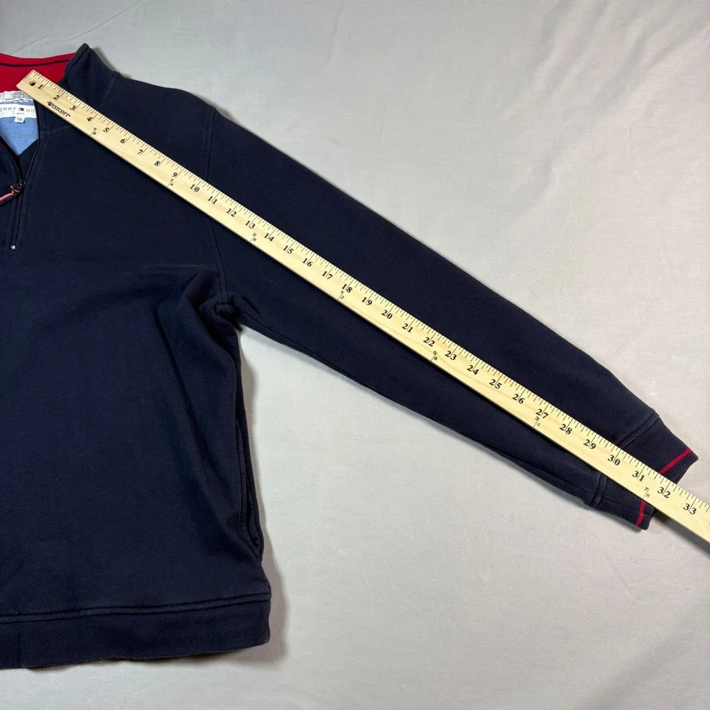 Tommy Hilfiger Golf Men Large Navy Blue Quarter Zip Flamingo Pullover Sweatshirt